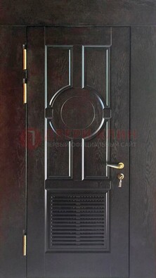 Входная темная дверь винорит с решеткой ДВТ-250 в Чебоксарах
