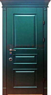Зеленая входная филенчатая дверь с виноритом ДВТ-62 в Котельниках