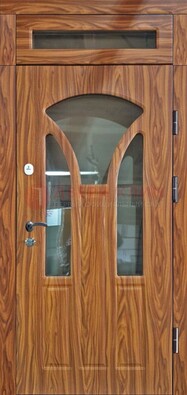 Коричневая классическая входная дверь с виноритом ДВТ-66 в Котельниках