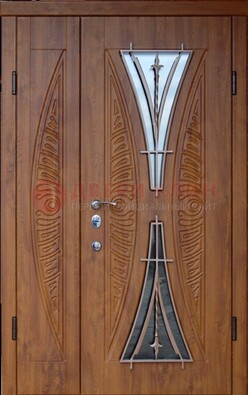 Входная классическая дверь с терморазрывом и коричневым МДФ ДВТ-76 в Котельниках