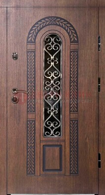 Стальная коричневая дверь с виноритом и МДФ ДВТ-81 в Чебоксарах