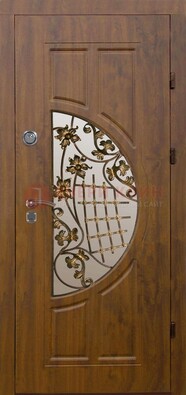 Стальная филенчатая дверь с виноритом ковкой и стеклом ДВТ-84 в Йошкар-Оле
