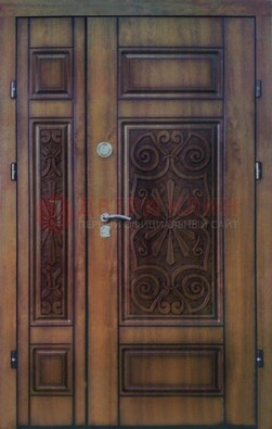 Входная железная дверь с виноритом и резьбой ДВТ-96 в Котельниках
