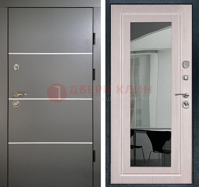 Черная металлическая дверь с зеркалом ДЗ-12 в Котельниках