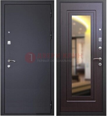 Черная железная дверь с зеркалом ДЗ-30 в Апрелевке