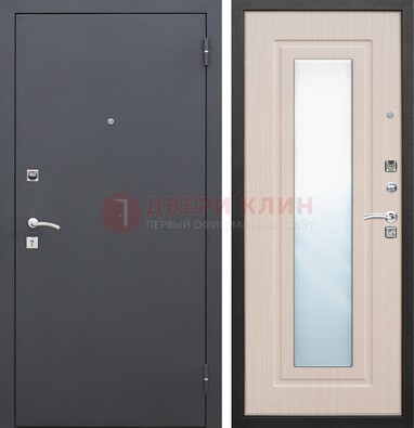 Черная входная дверь с зеркалом МДФ внутри ДЗ-31 в Котельниках