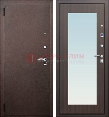Коричневая входная дверь с зеркалом МДФ внутри ДЗ-40 в Тамбове