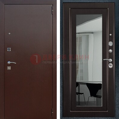 Металлическая дверь с порошковым напылением с МДФ и зеркалом ДЗ-61 в Мытищах