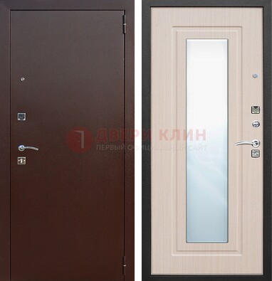 Входная дверь с порошковым покрытием филенчатой МДФ и зеркалом ДЗ-65 в Мытищах