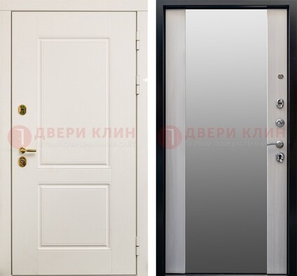 Белая стальная дверь с большим зеркалом ДЗ-73 в Котельниках