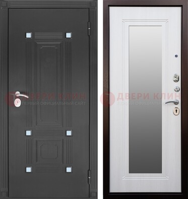 Стальная черная дверь МДФ с зеркалом ДЗ-76 в Котельниках