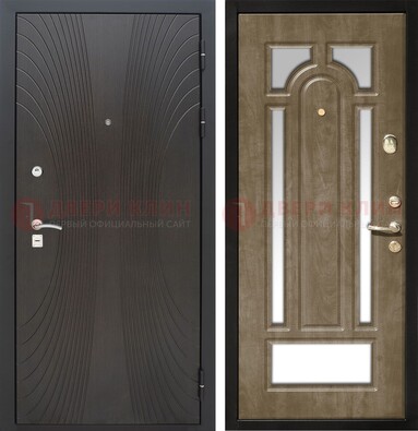 Темная металлическая дверь МДФ с различными зеркальными вставками внутри ДЗ-82 в Котельниках