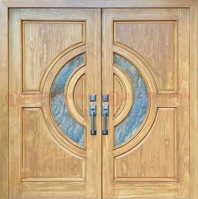 Двухстворчатая металлическая дверь с витражом ВЖ-11 в Санкт-Петербурге