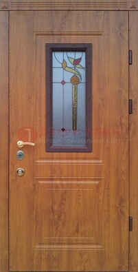Железная дверь с МДФ и витражом ВЖ-24 в Брянске